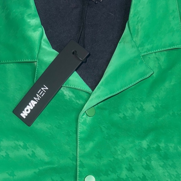 Fashion Nova Men Green Short Sleeve Button-Up NWT - Picture 4 of 7